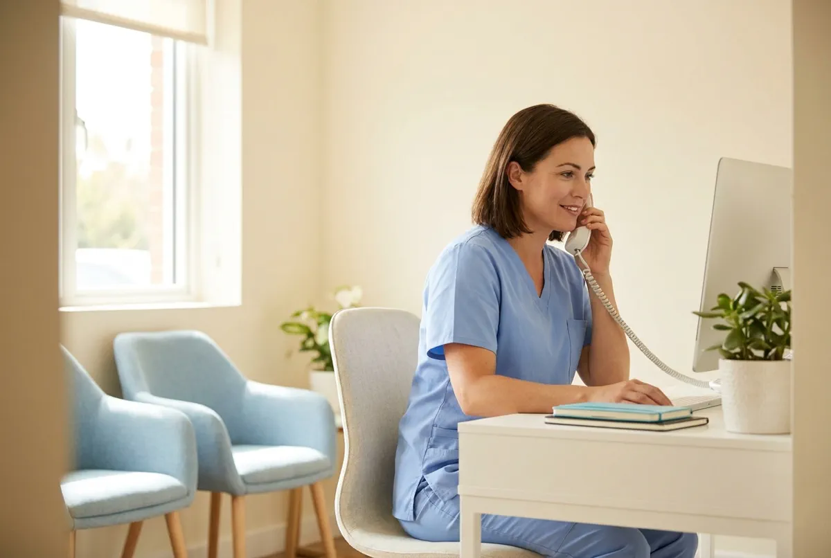 A bright modern primary care consultation room